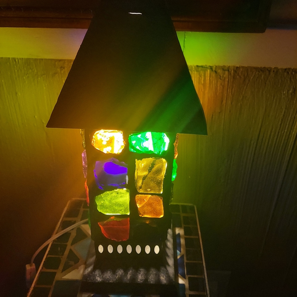 Mid century Brutalist chunk glass lamp - Picture 4 of 10